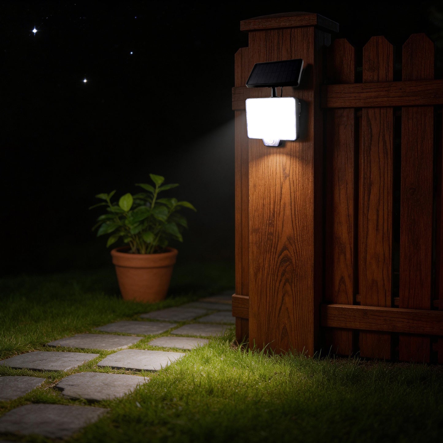 DA LIGHT Solarleuchte Aussen 294 LED Bewegungsmelder IP65 2-in-1 4 Modi | 2-in-1 Solarlampe: 294 LED, Bewegungsmelder, 1800mAh, IP65 wasserdicht – flexibel als Wandleuchte oder getrennt