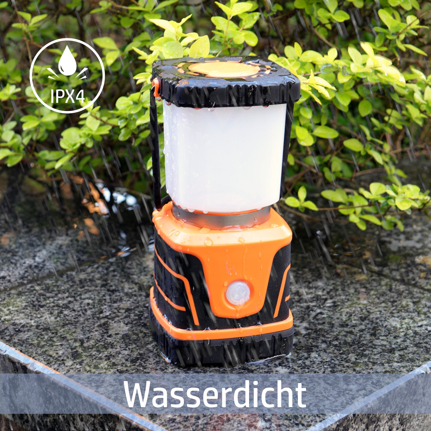DA LIGHT LED Campinglampe Superhelle 1500 Lumen 4 Lichtmodi Dimmbarer Suchscheinwerfer Batteriebetriebene Notlampe Geeignet für Nachtwanderungen Zeltbeleuchtung Notfälle Stromausfälle usw. (Orange)