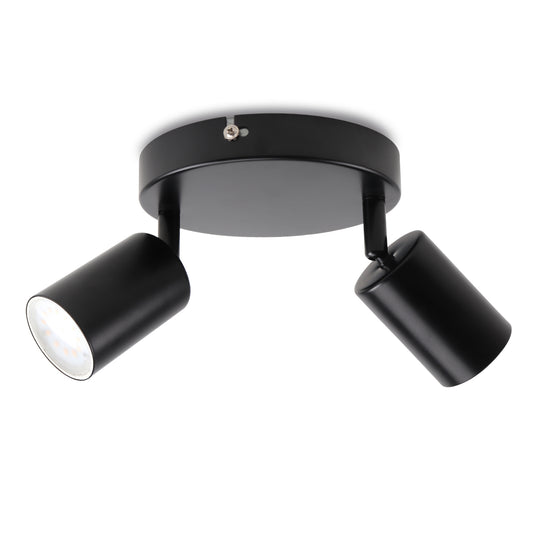 DA LIGHT Deckenstrahler 2 Flammig, Schwenkbar Deckenspot Wandspot 15CM, Deckenleuchte Schwarz GU10 (ohne Leuchenmittel) Spotlight Lampe Modern 230V Für Wohnzimmer Schlafzimmer Küchen