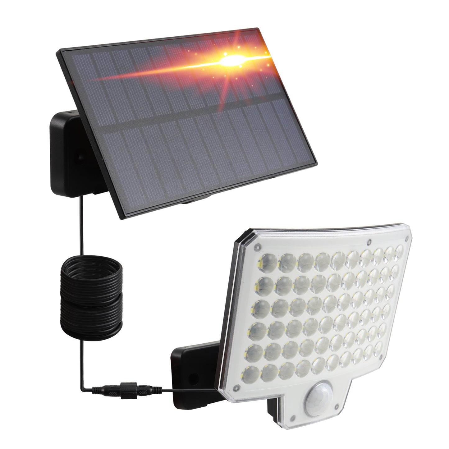 DA LIGHT Solarleuchte Außen 240 LED mit Bewegungsmelder & Fernbedienung – IP65 Wasserdicht, 3 Modi, Wandleuchte mit Separatem Solarpanel für Garten, Terrasse, Garage, Einfahrt