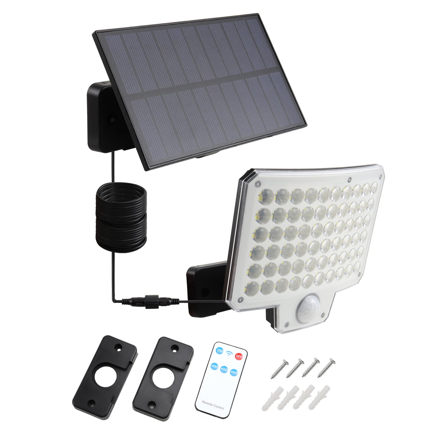 DA LIGHT Solarleuchte Außen 240 LED mit Bewegungsmelder & Fernbedienung – IP65 Wasserdicht, 3 Modi, Wandleuchte mit Separatem Solarpanel für Garten, Terrasse, Garage, Einfahrt