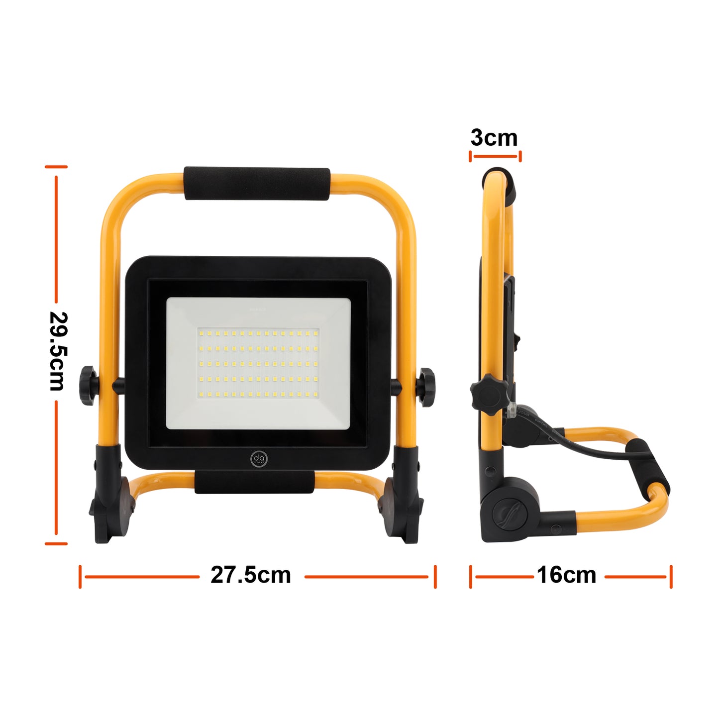 DA LIGHT LED Baustrahler LED Arbeitsleuchte Drehbar 1.5M Kabel mit Stecker, 50W 4500LM 6000K LED Strahler IP65 Wasserdicht Scheinwerfer für Außen Werkstatt Baustelle