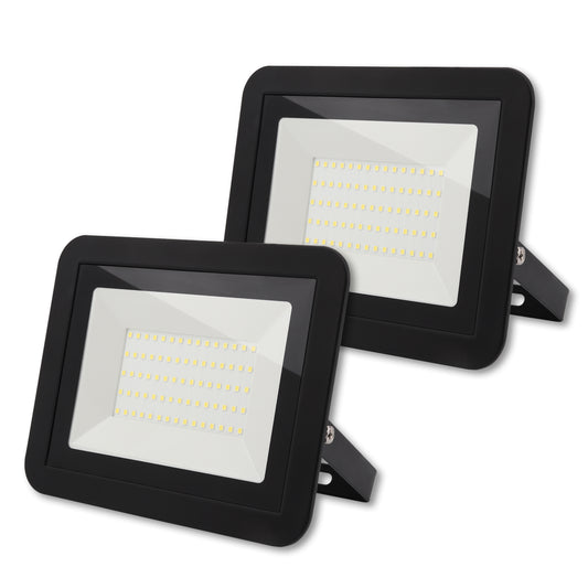 DA LIGHT 50W LED Strahler Außen & Innen, 6000K Kaltweiß 4500lm Außenleuchte Superhell, Fluter Außenstrahler Flutlicht IP65, Scheinwerfer 230V für Garten, Garage, Sportplatz (2 Stück)