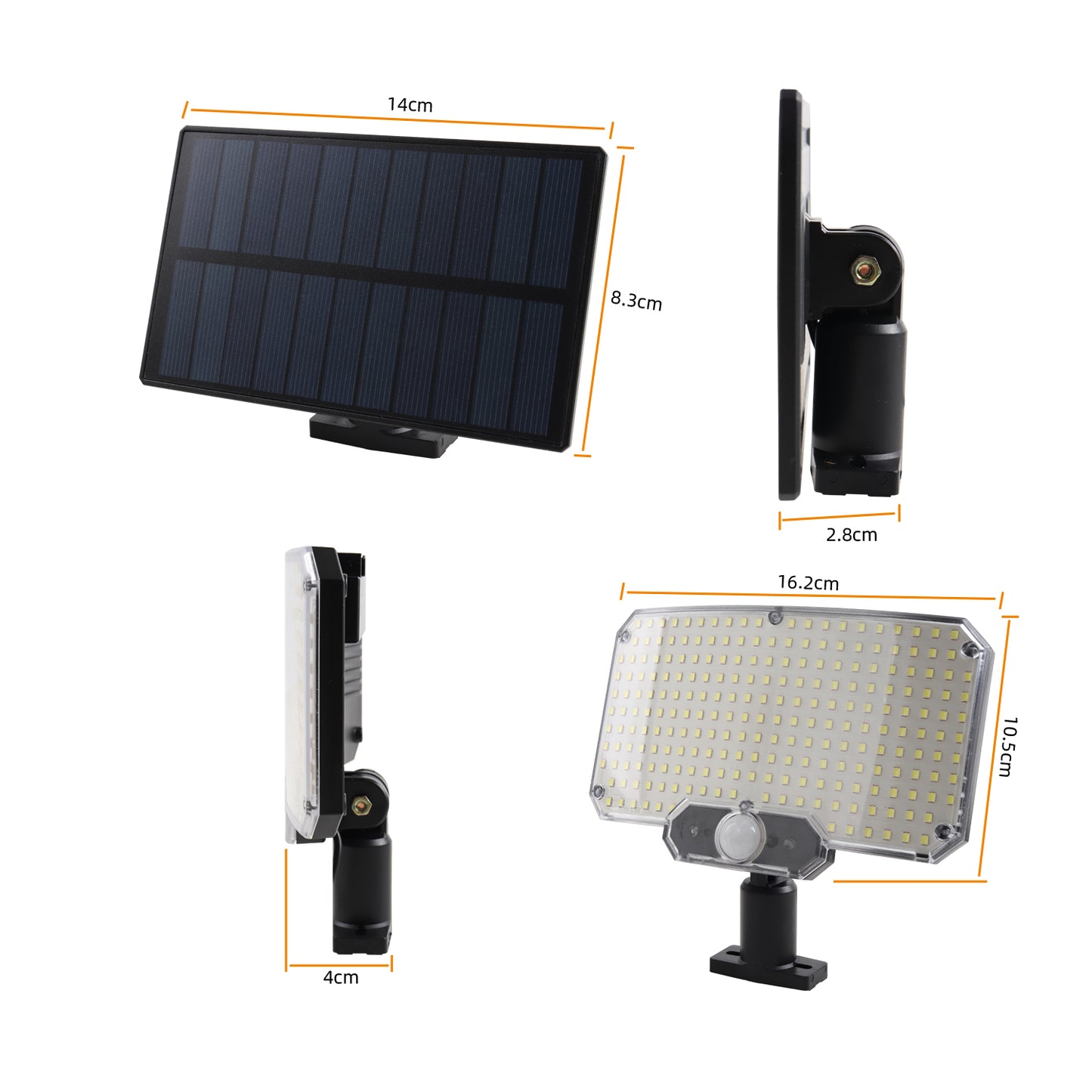 DA LIGHT Split Solarleuchte Außen Innen mit Fernbedienung, 234 LED Solarlampe mit 4,5m Kabel & Bewegungsmelder, 300LM 6500K, 3 Modi, IP65 Wasserdicht, Wandleuchte Solar für Schuppen, Garage und Garten
