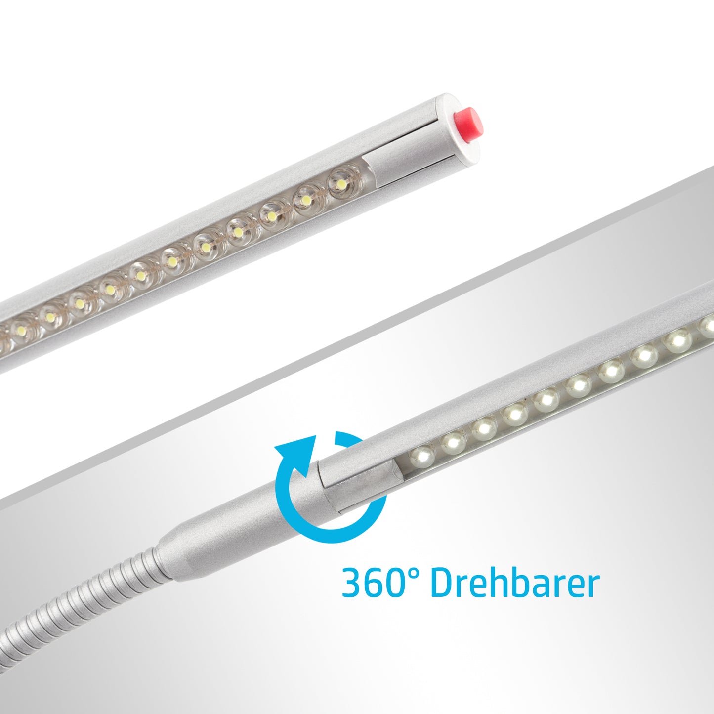 DA LIGHT LED-Schreibtischlampe, Schwenkarm-Leselampe 300lm 3.5W 6400K Klemmleuchte 48 LEDs Arbeitsleuchte Augenschutz Metall-Tischlampe Schwenkbare Schreibtisch-Architektenlampe zum Lesen, für Büro und Malerei
