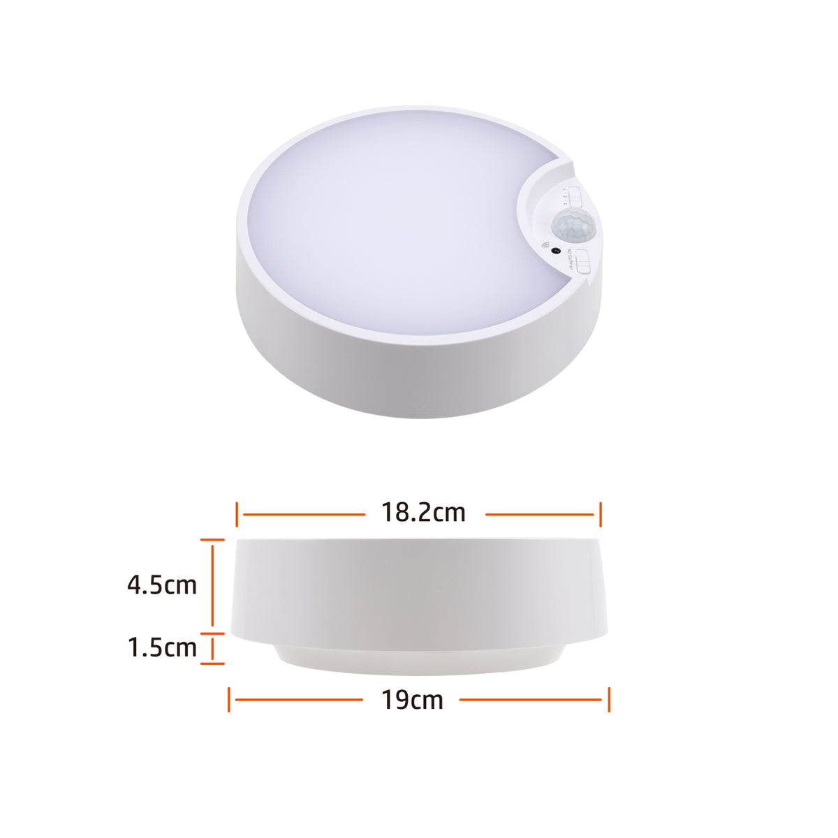 DA LIGHT Deckenleuchte mit Bewegungsmelder Batteriebetrieben LED Deckenlampe mit Fernbedienung für Innen/Außen 300LM Dimmbar 6500K Kaltweiß Fotozellensensor für Schrank Keller Balkon Korridor