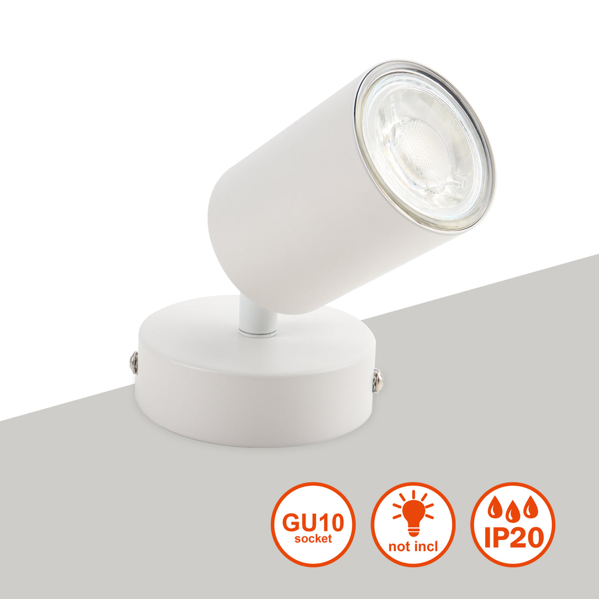 DA LIGHT LED Deckenlampe 1-flammig, Dreh und Schwenkbar Deckenstrahler Spotleuchte Wandspot GU10 (ohne Leuchenmittel) Retro/Vintage Deckenleuchte 230V Weiß für Wohnzimmer Schlafzimmer Küchen