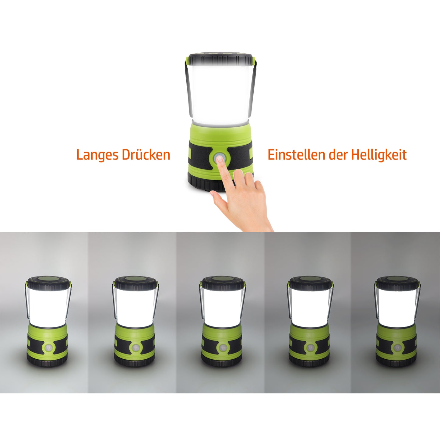 DA LIGHT LED Campinglampe Superhelle 1500 Lumen 4 Lichtmodi Dimmbarer Suchscheinwerfer Batteriebetriebene Notlampe Geeignet für Nachtwanderungen Zeltbeleuchtung Notfälle Stromausfälle usw (Grün)