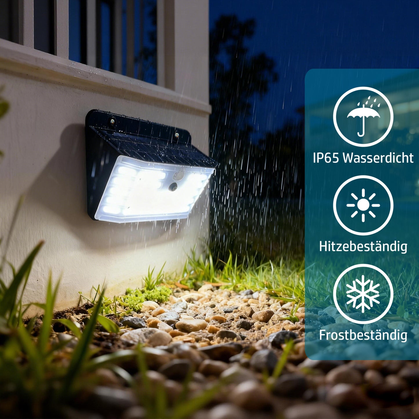 DA LIGHT Solarleuchte Außen mit Bewegungsmelder 2er Pack, 114 LED Kabellose Solarlampe für Außen, 200LM Kaltweiß 8500K, 3 Intelligente Modi, IP65 Wasserdicht, Solar Wandleuchte für Garten, Haustür, Zaun und Wege