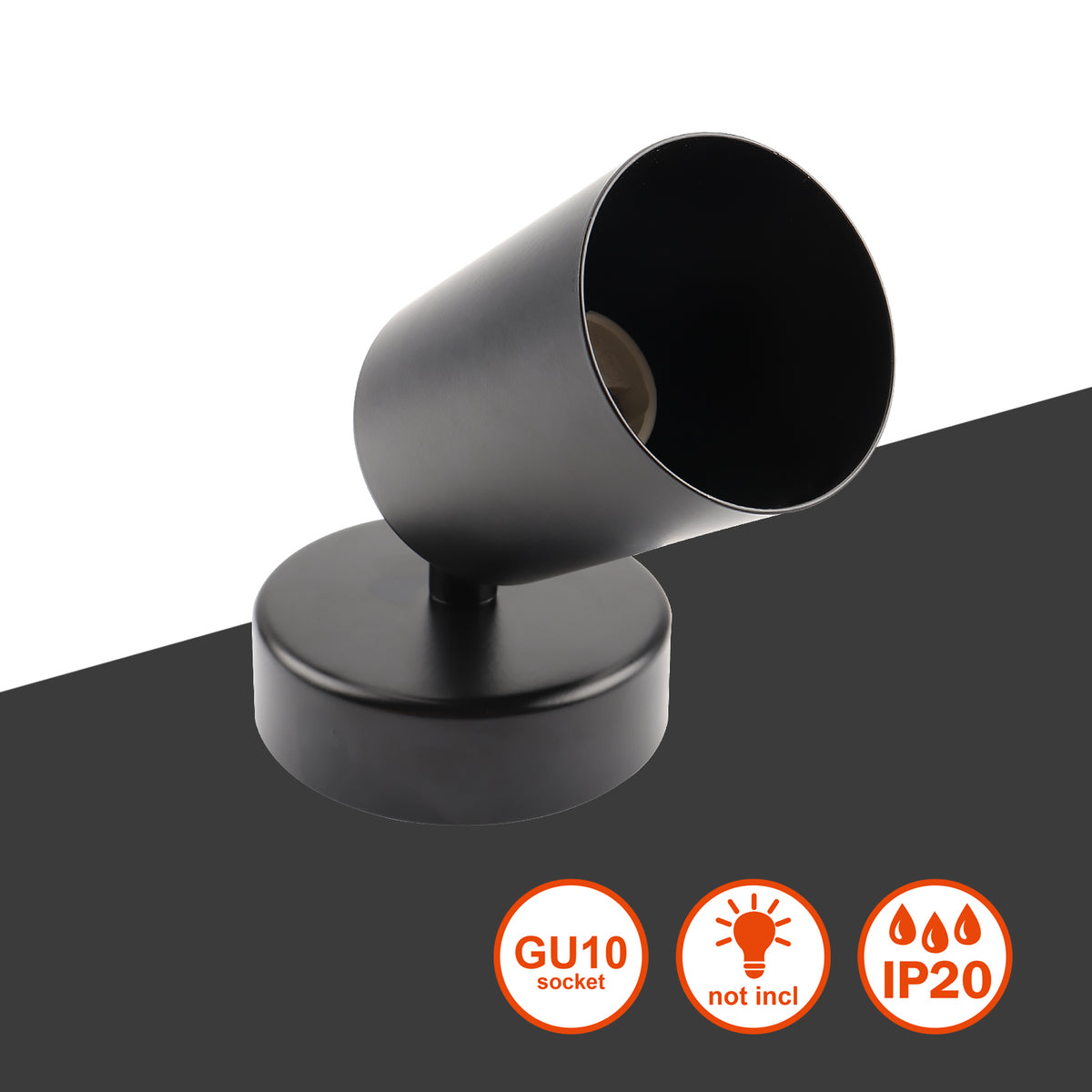 DA LIGHT LED Deckenlampe 1-flammig, Dreh und Schwenkbar Deckenstrahler Spotleuchte Wandspot, GU10 (ohne Leuchenmittel) Retro/Vintage Deckenleuchte 230V Schwarz für Wohnzimmer Schlafzimmer Küchen