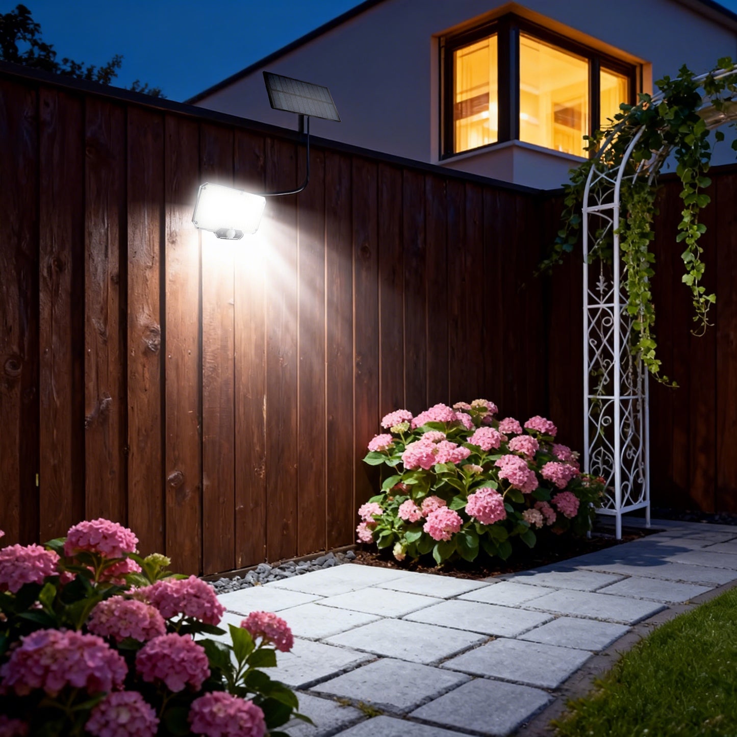 DA LIGHT Split Solarleuchte Außen Innen mit Fernbedienung, 234 LED Solarlampe mit 4,5m Kabel & Bewegungsmelder, 300LM 6500K, 3 Modi, IP65 Wasserdicht, Wandleuchte Solar für Schuppen, Garage und Garten