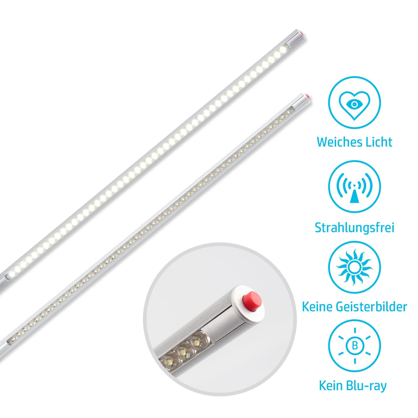 DA LIGHT LED-Schreibtischlampe, Schwenkarm-Leselampe 300lm 3.5W 6400K Klemmleuchte 48 LEDs Arbeitsleuchte Augenschutz Metall-Tischlampe Schwenkbare Schreibtisch-Architektenlampe zum Lesen, für Büro und Malerei
