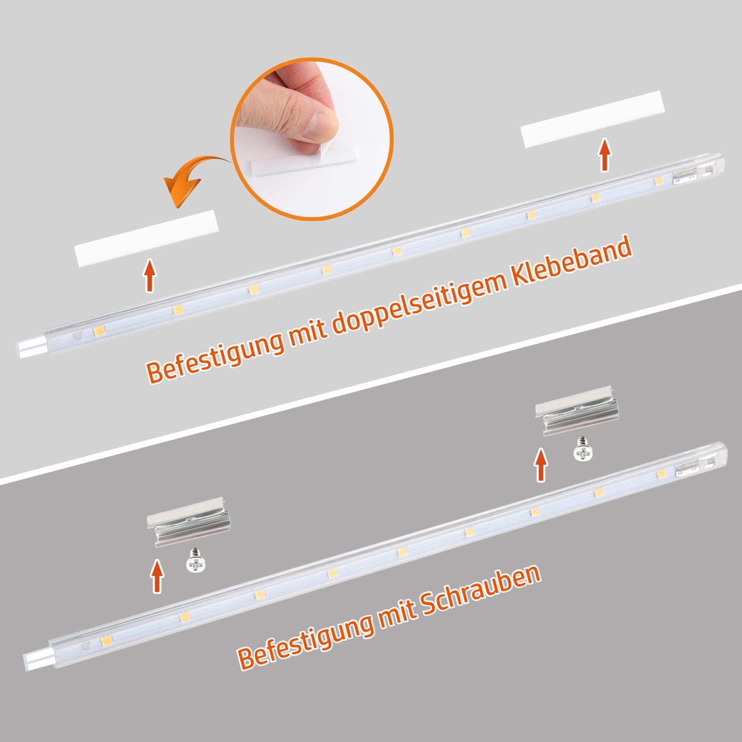 LED Unterbauleuchte 7W 700lm 6000K mit Schalter, erweiterbar, 4x41cm für Küche, Schrank und Vitrine. Kaltweißes Licht, Stecksystem zum Erweitern, einfache Montage ohne Werkzeug.
