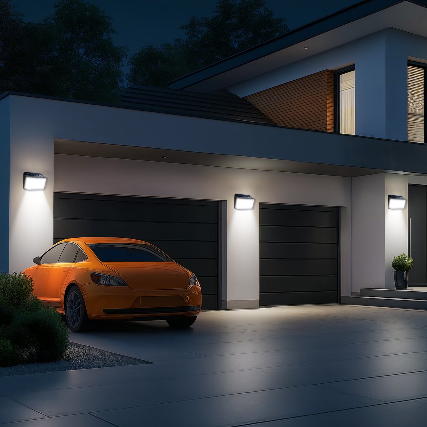 DA LIGHT Solarleuchte Außen mit Bewegungsmelder 2er Pack, 114 LED Kabellose Solarlampe für Außen, 200LM Kaltweiß 8500K, 3 Intelligente Modi, IP65 Wasserdicht, Solar Wandleuchte für Garten, Haustür, Zaun und Wege