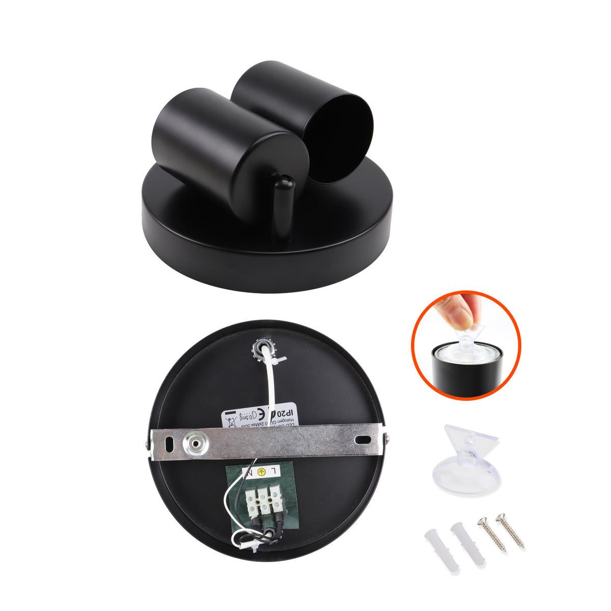 DA LIGHT Deckenstrahler 2 Flammig, Schwenkbar Deckenspot Wandspot 15CM, Deckenleuchte Schwarz GU10 (ohne Leuchenmittel) Spotlight Lampe Modern 230V Für Wohnzimmer Schlafzimmer Küchen