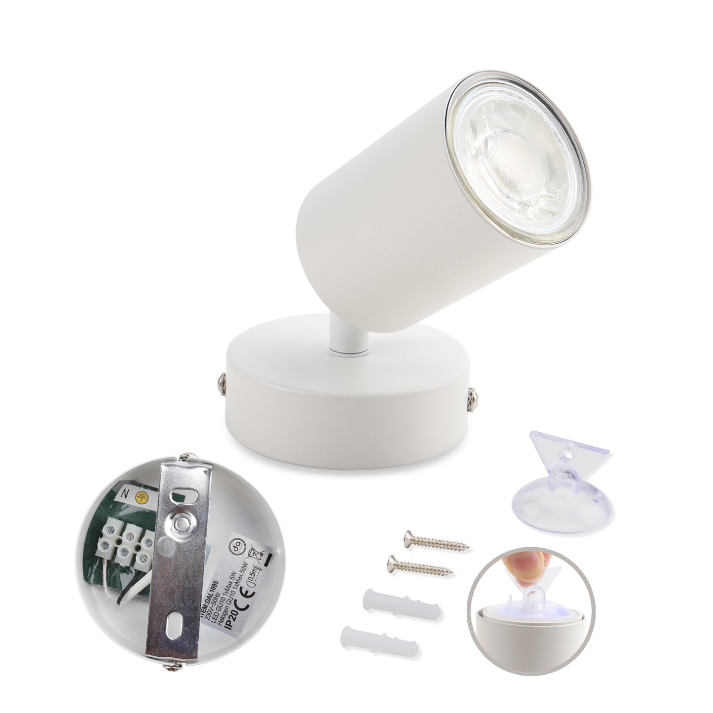 DA LIGHT LED Deckenlampe 1-flammig, Dreh und Schwenkbar Deckenstrahler Spotleuchte Wandspot GU10 (ohne Leuchenmittel) Retro/Vintage Deckenleuchte 230V Weiß für Wohnzimmer Schlafzimmer Küchen