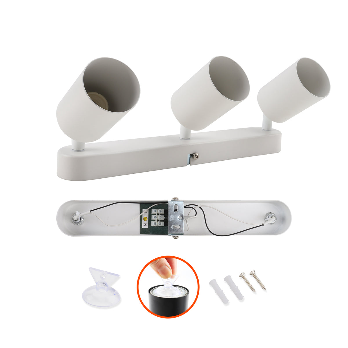 DA LIGHT LED Deckenlampe 3-flammig, Dreh und Schwenkbar Deckenstrahler Spotleuchte Wandspot 30CM, GU10 (ohne Leuchtenmittel) Retro/Vintage Deckenleuchte 230V Weiß für Wohnzimmer Schlafzimmer Küchen