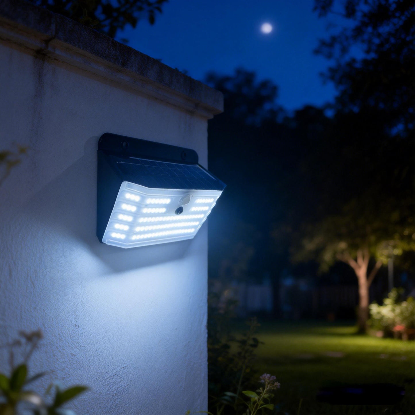 DA LIGHT Solarleuchte Außen mit Bewegungsmelder 2er Pack, 114 LED Kabellose Solarlampe für Außen, 200LM Kaltweiß 8500K, 3 Intelligente Modi, IP65 Wasserdicht, Solar Wandleuchte für Garten, Haustür, Zaun und Wege
