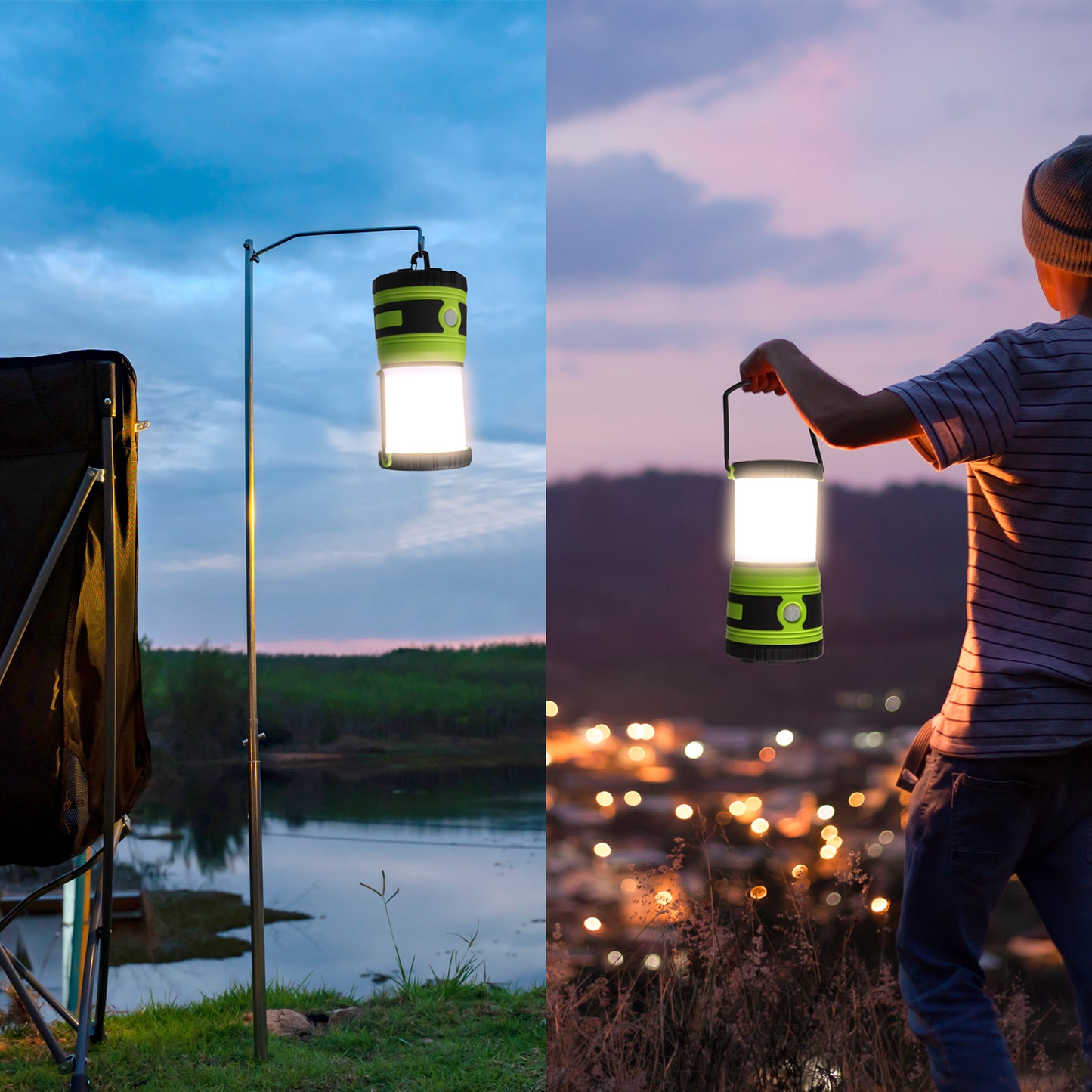 DA LIGHT LED Campinglampe Superhelle 1500 Lumen 4 Lichtmodi Dimmbarer Suchscheinwerfer Batteriebetriebene Notlampe Geeignet für Nachtwanderungen Zeltbeleuchtung Notfälle Stromausfälle usw (Grün)