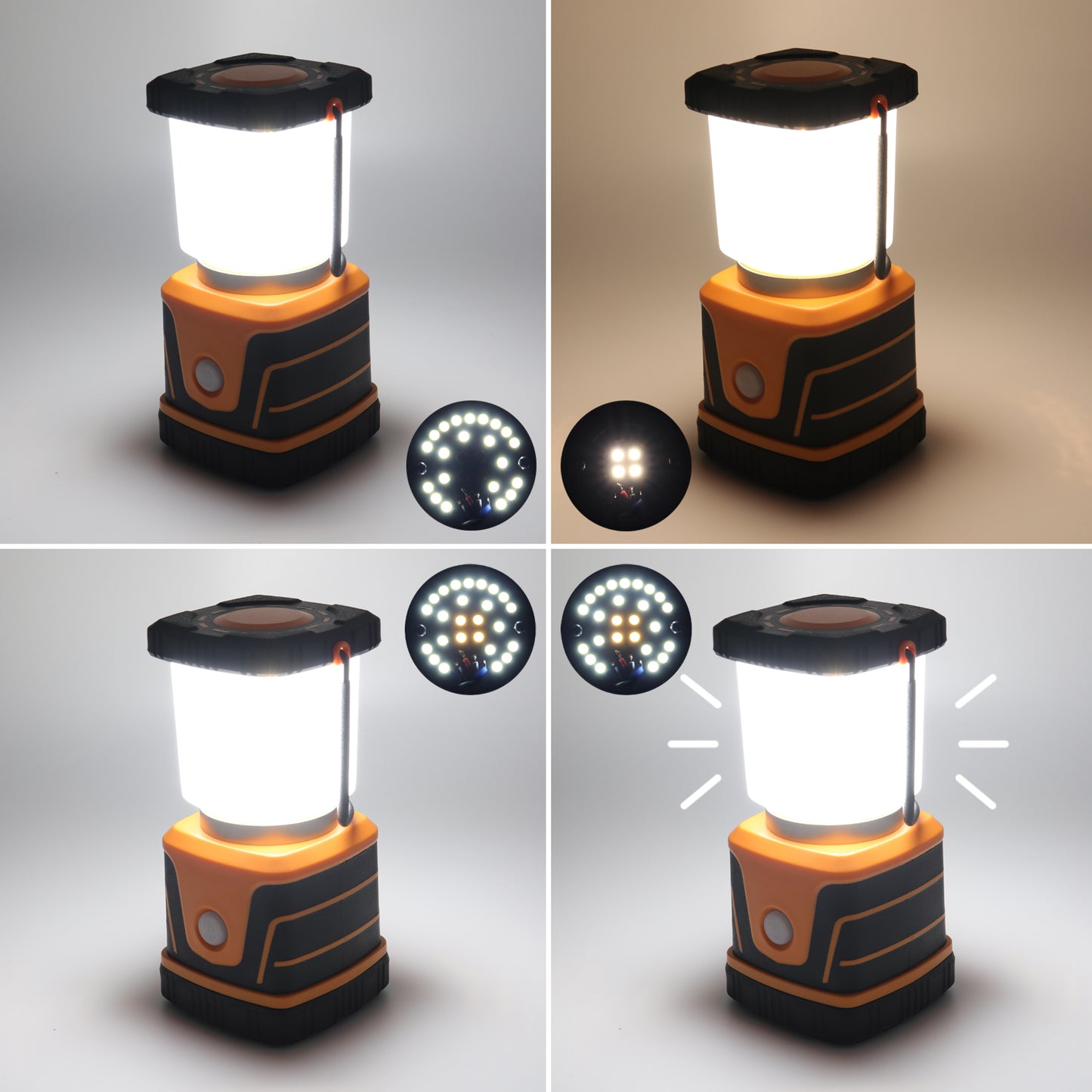 DA LIGHT LED Campinglampe Superhelle 1500 Lumen 4 Lichtmodi Dimmbarer Suchscheinwerfer Batteriebetriebene Notlampe Geeignet für Nachtwanderungen Zeltbeleuchtung Notfälle Stromausfälle usw. (Orange)