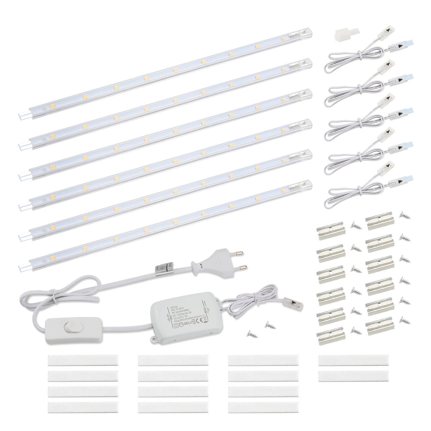 LED Unterbauleuchte 8W 760lm 3000K mit Schalter, erweiterbar, 6x26cm für Küche, Schrank und Vitrine. Warmweißes Licht, Stecksystem zum Erweitern, einfache Montage ohne Werkzeug.